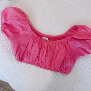 Princess Polly Pink Puff Sleeve Crop Top
